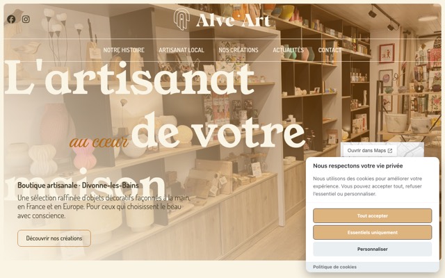 Aperçu du site de Alve Art