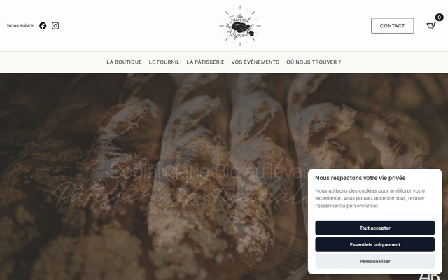 Aperçu du site de Au Fournil des Vignes