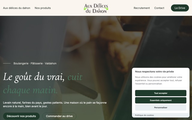 Aperçu du site de Aux Délices du Dahon
