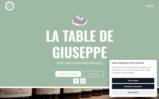 Aperçu du site de La Table de Giuseppe