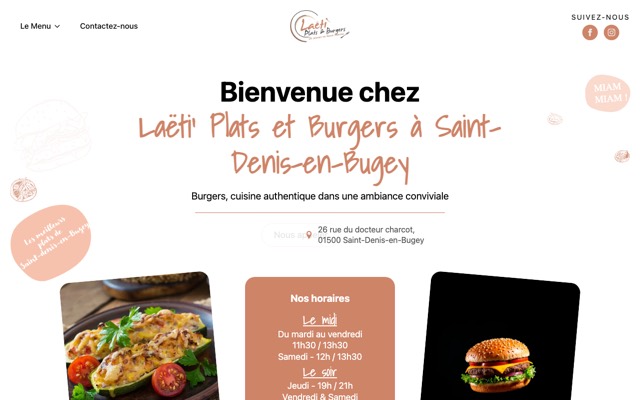 Aperçu du site de Laëti Plats & Burgers