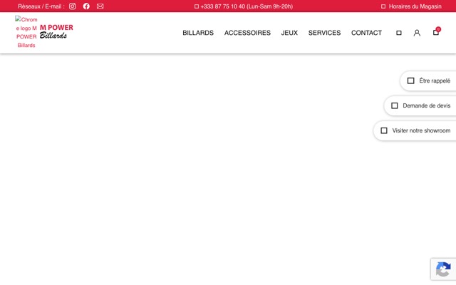 Aperçu du site de M Power Billards