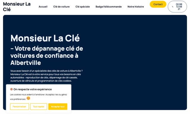 Aperçu du site de Monsieur la Clé