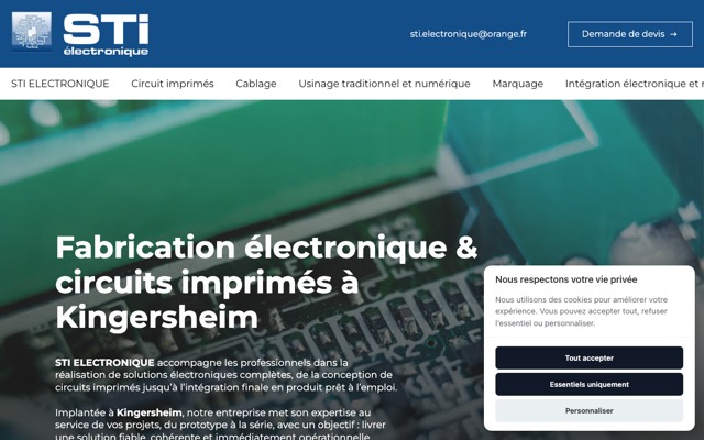 Aperçu du site de STI Électronique